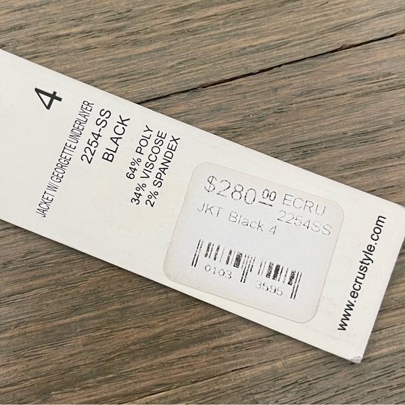 NWT ecru Women's Black Blazer Jacket with Georgette Under Layer Size 4 - Picture 2 of 8